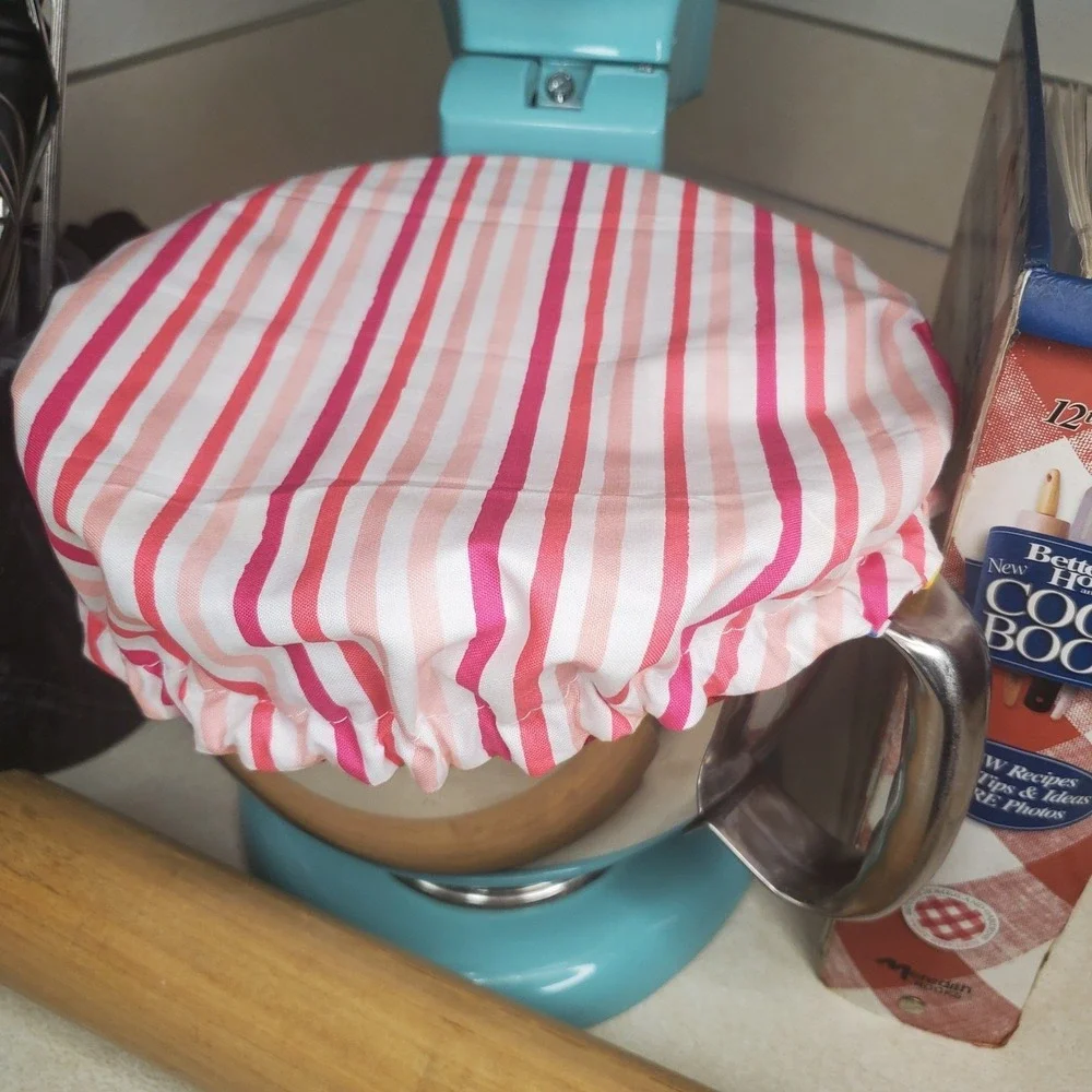 Ice Cream Shoppe Stripes Reversible KitchenAid Mixer Mixing‎ Bowl Cover Baking